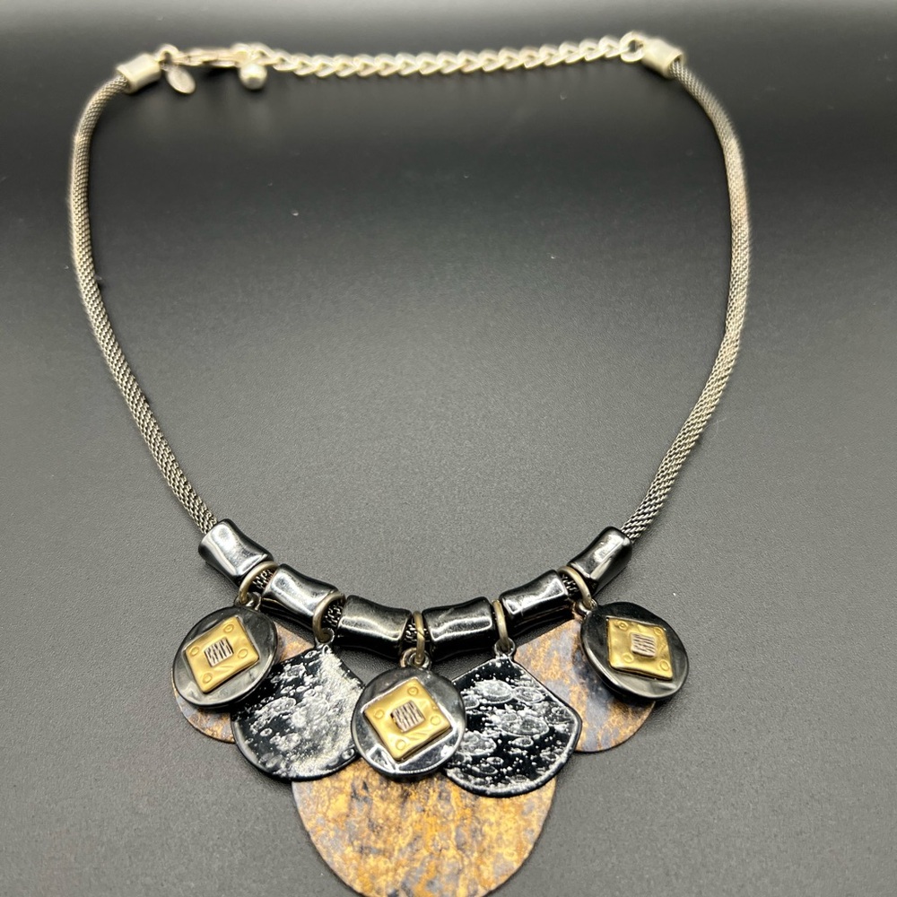 Chicos Mixed Metal Tones Fringe Charm Pendant Necklace